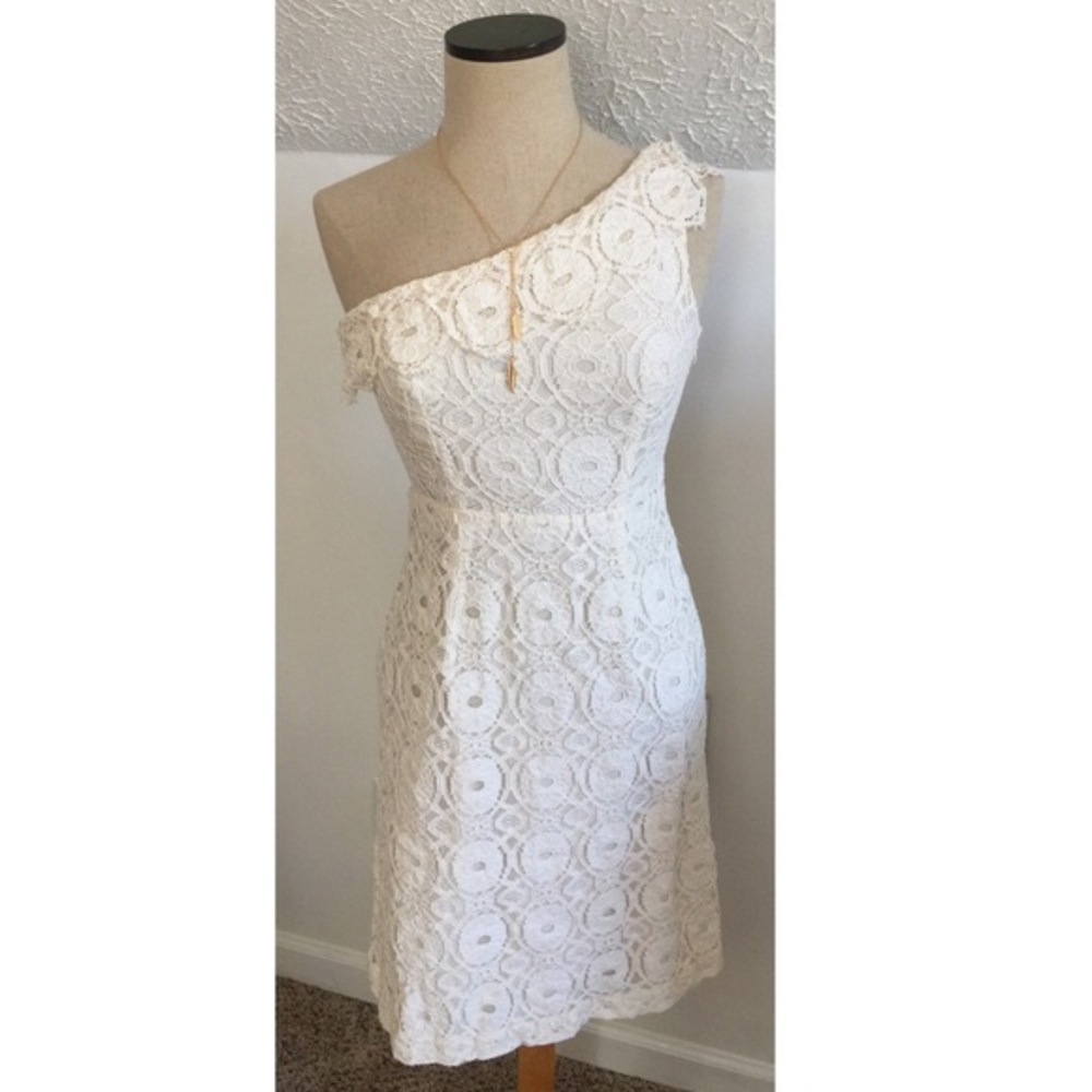 Merona Lace One Shoulder Cream Dress 🟣